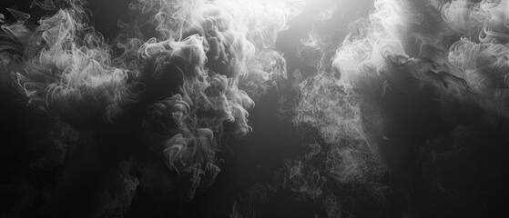 Dramatic swirling smoke clouds in monochrome - obrazy, fototapety, plakaty