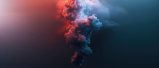 Expressive red smoke on gradient background - obrazy, fototapety, plakaty