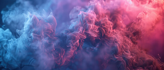 Dreamy pink and blue smoke waves - obrazy, fototapety, plakaty