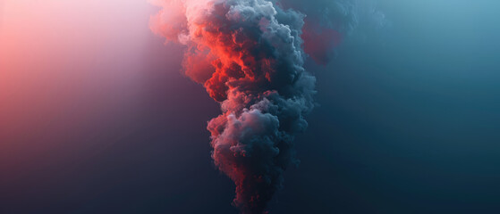 Abstract red and gray smoke plume - obrazy, fototapety, plakaty