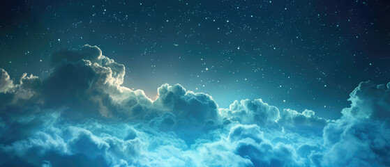 Clouds illuminated by starlight in twilight - obrazy, fototapety, plakaty