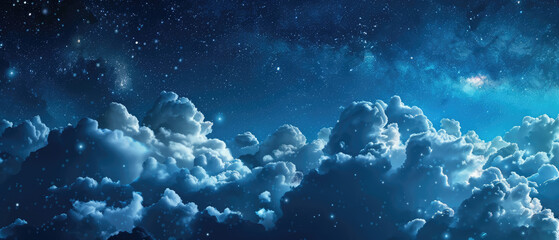 Expansive cloudscape with a starry sky - obrazy, fototapety, plakaty