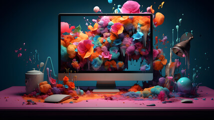 Technicolor Chaos: A Vibrant Masterpiece on the Computer Screen