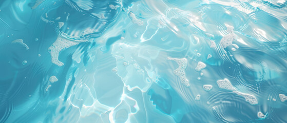 Dynamic water surface with bubbles and sparkling light