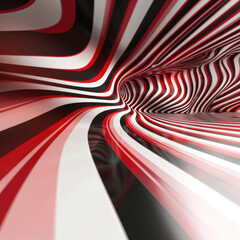 Red and white abstract swirl tunnel