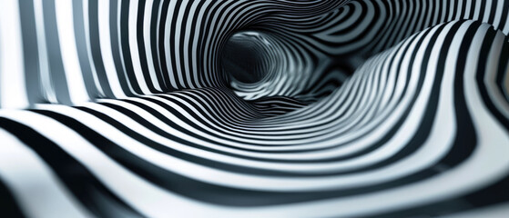 Abstract black and white striped vortex