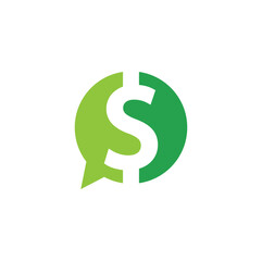 Dollar Chat Logo Design, Money Talk Inspiration - Template Vector	