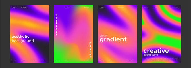 Thermal map abstract gradient cold and warm color background with infrared blurred pattern. Retro faded acid neon social media poster, stories highlight templates for digital marketing for stories - obrazy, fototapety, plakaty