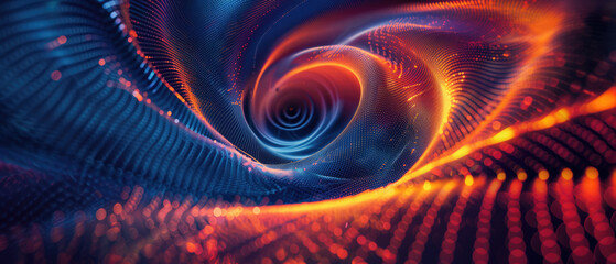 Abstract swirling digital wave background in fiery tones