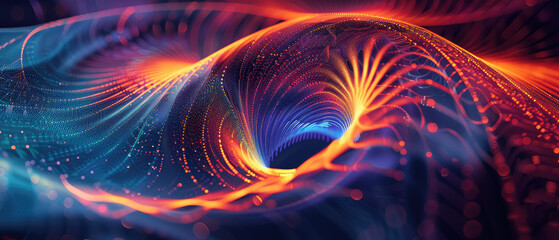 Abstract swirling digital wave background in fiery tones