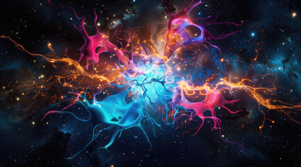 Fototapeta premium Abstract neural network representation in brain space