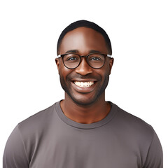Fototapeta premium Close-up Portrait of a Happy Afro-American Man Who is a Teacher - Half Body, Isolated on Transparent Background, PNG