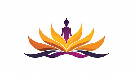 Silhouette of a person in a lotus position with vibrant leaves.
