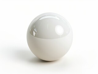 3d rendering of white glass sphere icon isolated on white background,  glossy texture