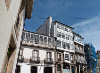 Fototapeta na wymiar Fachadas de los edificios del casco histórico de Santiago de Compostela, Galicia