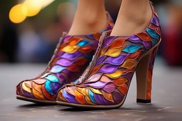 Close-Up of Person Wearing Colorful Shoes