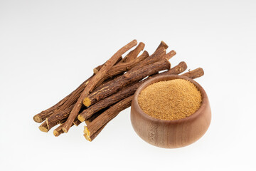 Organic dried licorice sticks with powder - Glycyrrhiza glabra