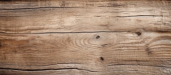 Naklejka premium A closeup of a brown hardwood plank with a grainy texture, showcasing the beauty of wood flooring as a building material. The pattern of the wood grain is highlighted by the wood stain
