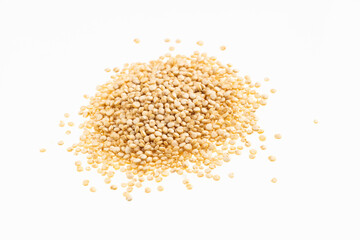 Chenopodium quinoa - Heap of white quinoa on white background