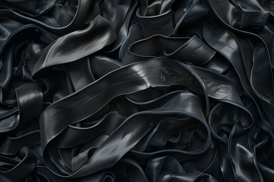 a pile of black rubber hoses 