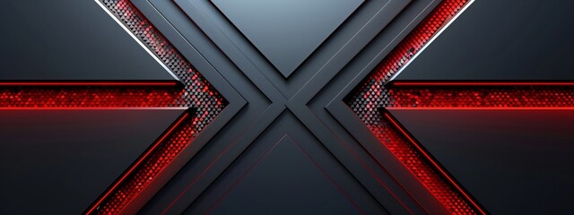 background with dark gray and red colors, modern design, metallic plate, symmetrical composition