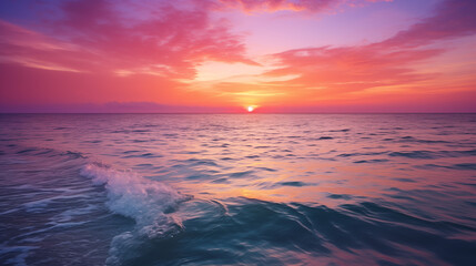 Naklejka na ściany i meble Serene Ocean Sunset with Gentle Waves and Colorful Sky