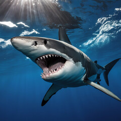 Naklejka premium Blue Majesty Exploring the Enigmatic World of the Oceanic Predator