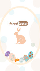 Social media post idea for easter egg background isolated in white, hand draw line rabbit, suit for decoration ,web, banner , wallpaper, portrait format