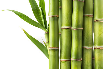 Bamboo plant on a white isolated background, suitable for eco-friendly and nature-themed concepts.