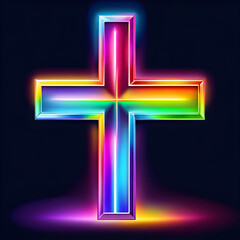 Rainbow Radiance: Exploring the Artistry of Rainbow Neon Crosses(Generative AI)