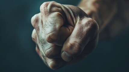 Close-up of a clenched fist with dramatic lighting