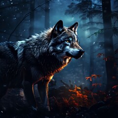 Wolf in night