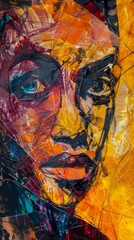 Colorful abstract painting of a human face
