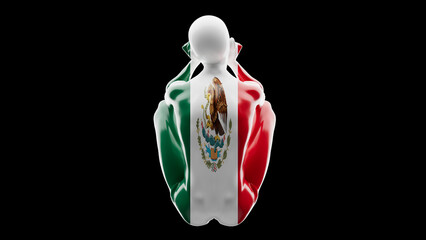 Graceful Silhouette Wrapped in the Vibrant Mexican Flag, Emblematic Artwork - 761847507