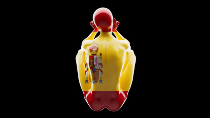 Regal Figure Adorned with the Vibrant Spanish National Flag - 761847520
