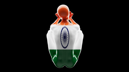 Elegant Silhouette Draped in the Tricolor of India's National Flag - 761847521