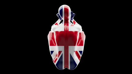 Regal Figure Draped in the United Kingdom's Union Jack Flag Colors
