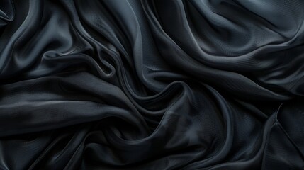 Close-up of black silk fabric texture