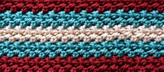Capture the intricate beauty of a red, white, and blue crocheted pattern in a detailed closeup. The creative arts come to life in this stunning display of colors and shapes
