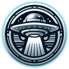UFO logo illustration isolated on transparent background.