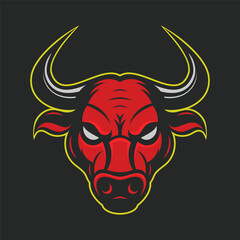 Bull head logo. Mascot design. Vector illustration