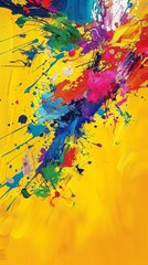 Vibrant abstract acrylic paint splash on canvas