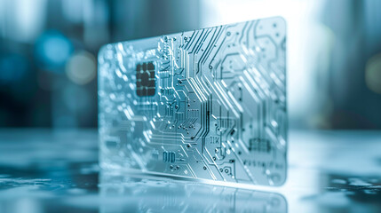 Futuristic Payment Technology Concept with Transparent Circuit Card