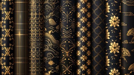 Chinese black gold silk with beautiful patterns