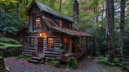 Fototapeta na wymiar Fantastic wooden cabin in Laurel Springs North Carolina.