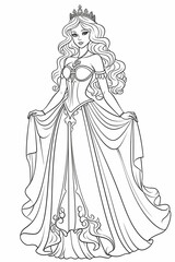 Coloring page, Princess. High quality photo. Generated by AI