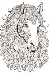 Coloring page, Horse. High quality photo. Generated by AI