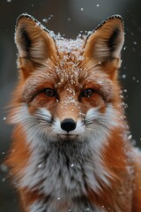 Obraz premium Fox captured gracefully amidst the wintry landscape, blending with the serene white surroundings effortlessly