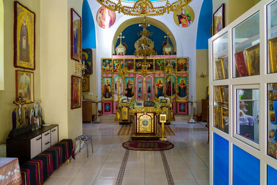 July 10, 2023 Sadovoe Moldova, For editorial use. Interior of a rural church