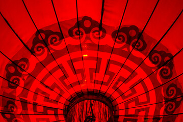 Montreal, Canada - September 17 2017: A chinese style red lantern for the mid autum festival